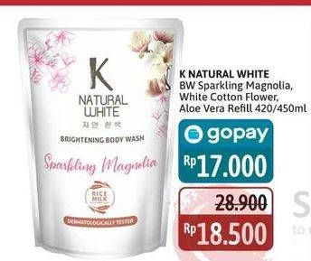 Promo Harga K Natural White Body Wash Sparkling Magnolia, Cotton Flower, Aloe Vera 450 ml - Alfamidi