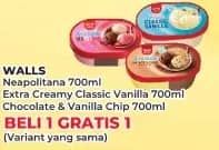Promo Harga Walls Ice Cream Neopolitana, Classic Vanilla, Chocolate Vanilla With Chocolate Chip 700 ml - Yogya