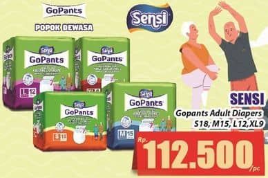 Promo Harga Sensi GoPants Adult Diapers L12, M15, S18, XL9 9 pcs - Hari Hari