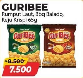 Promo Harga Guribee Layers Rumput Laut, Keju Krispi, BBQ Balado 65 gr - Alfamart