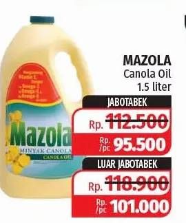 Promo Harga MAZOLA Oil Canola 1500 ml - Lotte Grosir