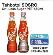 Promo Harga SOSRO Teh Botol Original, Less Sugar per 2 botol 450 ml - Alfamart