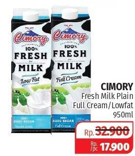 Promo Harga CIMORY Fresh Milk Full Cream, Low Fat 950 ml - Lotte Grosir