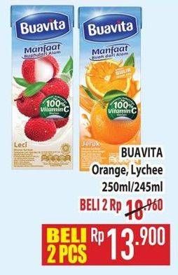 Promo Harga Buavita Fresh Juice Orange, Lychee 250 ml - Hypermart