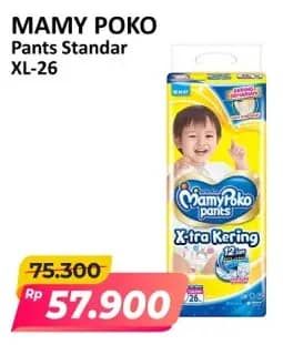 Promo Harga Mamy Poko Pants Xtra Kering XL26 26 pcs - Alfamart