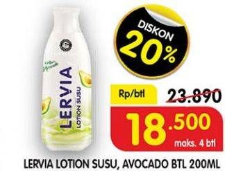 Promo Harga LERVIA Lotion Avocado, Milk 200 ml - Superindo