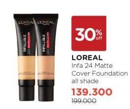 Promo Harga LOREAL Infallible 24H Matte Cover Foundation All Variants 35 ml - Watsons