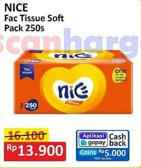 Promo Harga Nice Facial Tissue Soft Pack 250 sheet - Alfamart