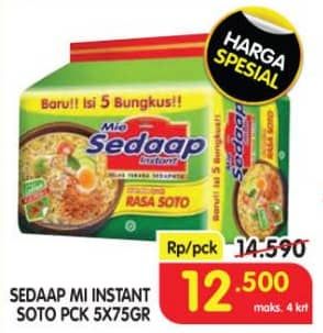 Promo Harga Sedaap Mie Kuah Soto per 5 pcs 75 gr - Superindo