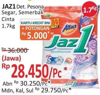 Promo Harga ATTACK Jaz1 Detergent Powder Semerbak Cinta, Pesona Segar 1700 gr - Alfamidi