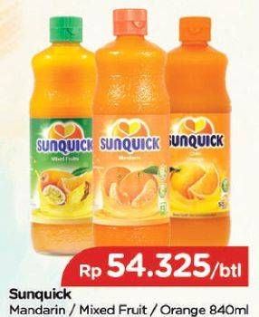 Promo Harga SUNQUICK Minuman Sari Buah Mandarin, Mixed Fruit, Orange 840 ml - TIP TOP