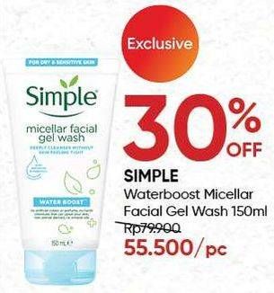 Promo Harga SIMPLE Waterboost Micellar Facial Gel Wash 150 ml - Guardian