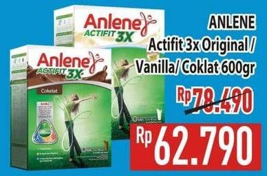 Promo Harga Anlene Actifit 3x High Calcium Original, Vanilla, Cokelat 600 gr - Hypermart