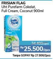 Promo Harga FRISIAN FLAG Susu UHT Purefarm Cokelat, Full Cream, Coconut per 2 pcs 900 ml - Alfamidi