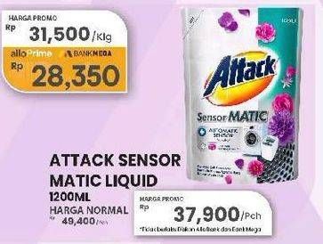 Promo Harga Attack Sensor Matic Detergent Liquid 1200 ml - Carrefour