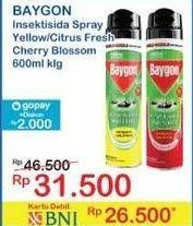 Promo Harga Baygon Insektisida Spray Yellow Fresh Scent, Cherry Blossom, Citrus Fresh 600 ml - Indomaret