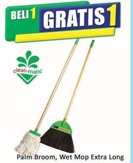 Promo Harga CLEAN MATIC Palm Broom, Wet Mop Extra Long  - Hari Hari