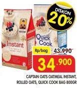 Promo Harga CAPTAIN OATS Oatmeal Instant Rolled, Quick Cook, Instant 800 gr - Superindo