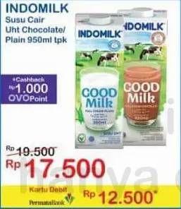 Promo Harga Indomilk Susu UHT Cokelat, Full Cream Plain 950 ml - Indomaret