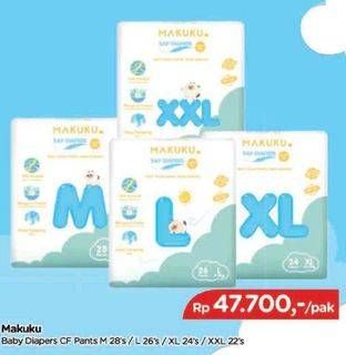 Promo Harga Makuku Comfort Fit Diapers M28, L26, XL24, XXL22 22 pcs - TIP TOP