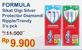 Promo Harga FORMULA Sikat Gigi Diamond Medium, Ripple Soft, Trendy Soft 3 pcs - Indomaret