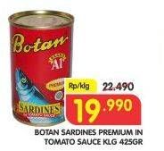 Promo Harga BOTAN Sardines Premium In Tomato Sauce 425 gr - Superindo