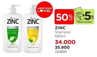 Promo Harga Zinc Shampoo 680 ml - Watsons