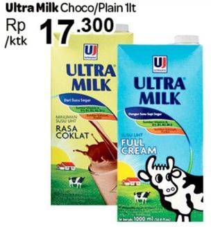 Promo Harga ULTRA MILK Susu UHT Choco, Plain 1000 ml - Carrefour