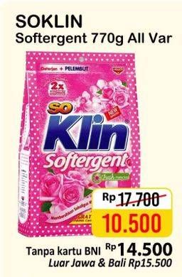 Promo Harga SO KLIN Softergent All Variants 770 gr - Alfamart