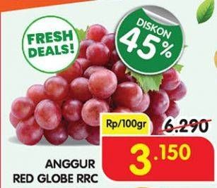 Promo Harga Anggur Red Globe RRC per 100 gr - Superindo