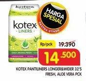 Promo Harga Kotex Fresh Liners Longer & Wider Scented Aloevera, Unscented 32 pcs - Superindo