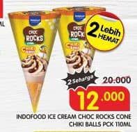 Promo Harga Indoeskrim Choc Rocks Cone Chiki Balls 110 ml - Superindo