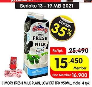 Promo Harga CIMORY Fresh Milk Full Cream, Low Fat 950 ml - Superindo