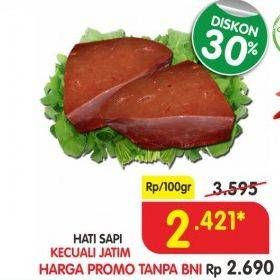 Promo Harga Beef Liver (Hati Sapi) per 100 gr - Superindo