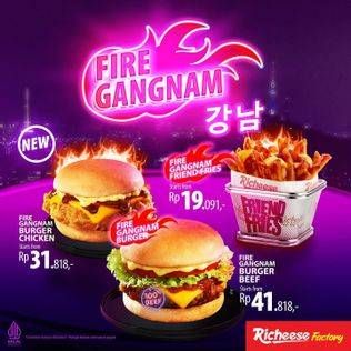 Promo Harga Richeese Factory Fire Gangnam Burger Chicken  - Richeese Factory