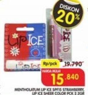 Promo Harga MENTHOLATUM LIP ICE SPF 15 Strawberry/LIP ICE Sheer Color 2.2 g  - Superindo