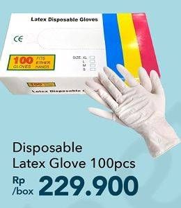 Promo Harga Latex Disposable Glove 100 pcs - Carrefour