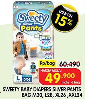 Promo Harga Sweety Silver Pants XXL24, L28, M30, XL26 24 pcs - Superindo