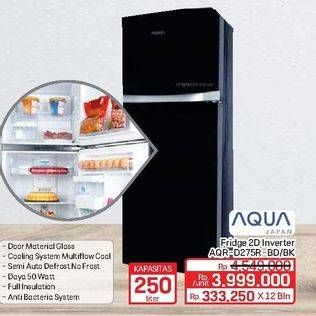 Promo Harga Aqua Fridge 2D AQR D275R 220000 ml - Lotte Grosir