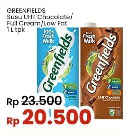 Promo Harga Greenfields UHT Full Cream, Low Fat, Chocolate, Choco Malt 1000 ml - Indomaret