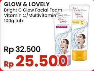 Promo Harga Glow & Lovely (fair & Lovely) Facial Foam Bright C Glow Vitamin C, Brightening Multi Vitamin 100 gr - Indomaret