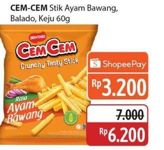 Promo Harga Cem-cem Crunchy Stick Ayam Bawang, Balado, Keju 60 gr - Alfamidi
