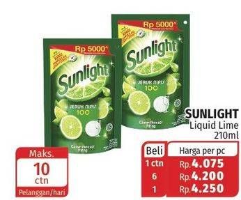 Promo Harga SUNLIGHT Pencuci Piring Lime 210 ml - Lotte Grosir