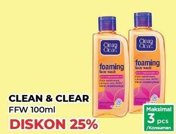 Promo Harga Clean & Clear Facial Wash Foaming 100 ml - Yogya