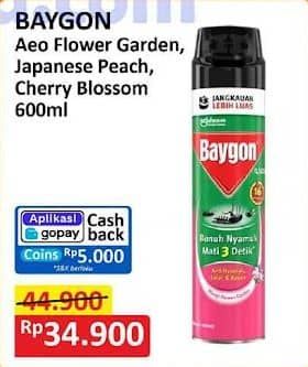 Promo Harga Baygon Insektisida Spray Flower Garden, Japanese Peach, Cherry Blossom 600 ml - Alfamart