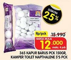 Promo Harga 365 Kapur Barus 150 g/ Kamper Toilet Napthalene 5s  - Superindo