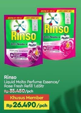 Promo Harga Rinso Liquid Detergent + Molto Purple Perfume Essence, + Molto Pink Rose Fresh 1500 ml - TIP TOP
