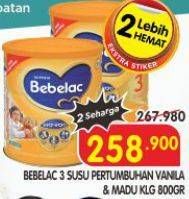 Promo Harga Bebelac 3 Susu Pertumbuhan Madu, Vanila 800 gr - Superindo