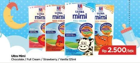 Promo Harga ULTRA MIMI Susu UHT Chocolate, Full Cream, Strawberry, Vanilla 125 ml - TIP TOP