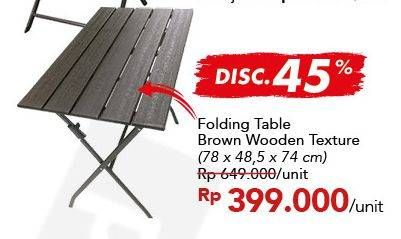 Promo Harga Folding Table Brown  - Carrefour